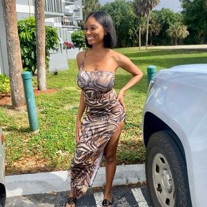 Cheetah print body con dress